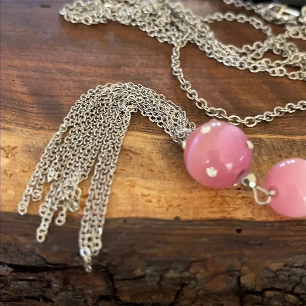 3x$25 ❤️ New York & Co Long Double Chain Necklace Pink ❤️